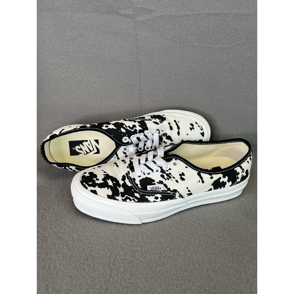 Vans Authentic Cow Print Black White Low Top Sneakers Mens 7.5 Women's 9 721356 - Picture 4 of 13